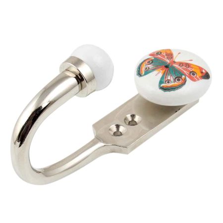 Multicolor Butterfly Ceramic Flat Hook